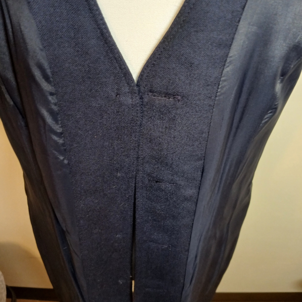 Rafaella Petites 100% Wool Navy Sleeveless Button Front Dress - Size 8P - Picture 4 of 12
